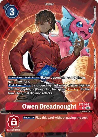 Owen Dreadnought Alternate Art BT21-081 R World Convergence Digimon card