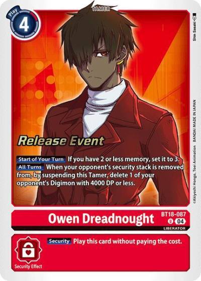 Owen Dreadnought BT18-087 U Release Special Booster 2.0 Celebration Event Cards Digimon card