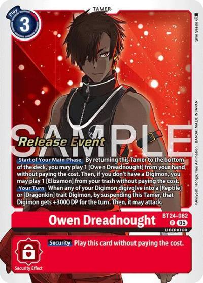 Owen Dreadnought BT24-082 R Time Stranger Release Event Cards Digimon card