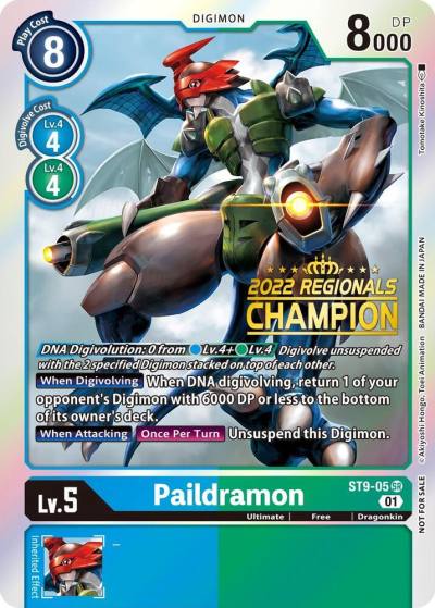 Paildramon 2022 Championship Offline Regional Online Champion ST9-05 SR Starter Deck 09: Ultimate Ancient Dragon Digimon card
