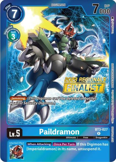 Paildramon 2023 Regionals Finalist BT3-027 R Release Special Booster 1.5 Digimon card