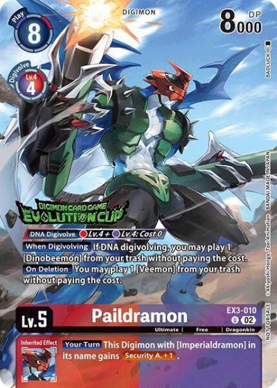 Paildramon August 2024 Evolution Cup Participant EX3-010 U Draconic Roar Digimon card