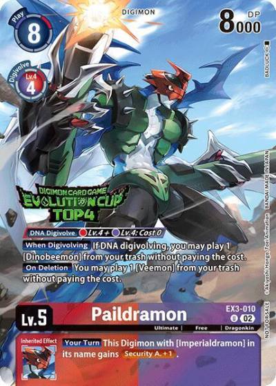 Paildramon August 2024 Evolution Cup Top 4 EX3-010 U Draconic Roar Digimon card