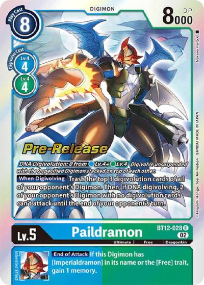 Paildramon BT12-028 R Across Time Pre-Release Cards Digimon card