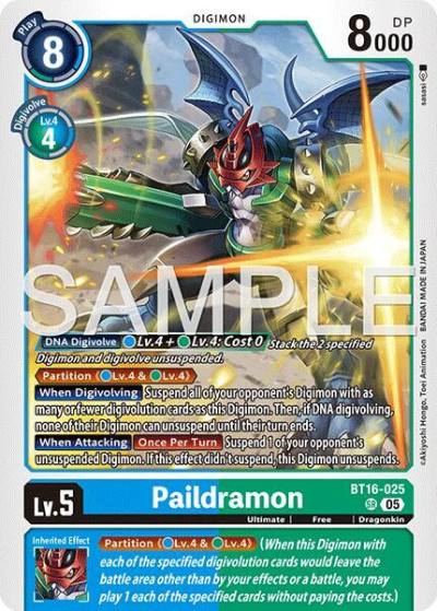 Paildramon Reprint BT16-025 SR Advanced Booster Digimon Generation Digimon card