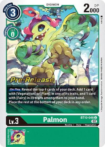 Palmon BT10-046 U Xros Encounter Pre-Release Cards Digimon card