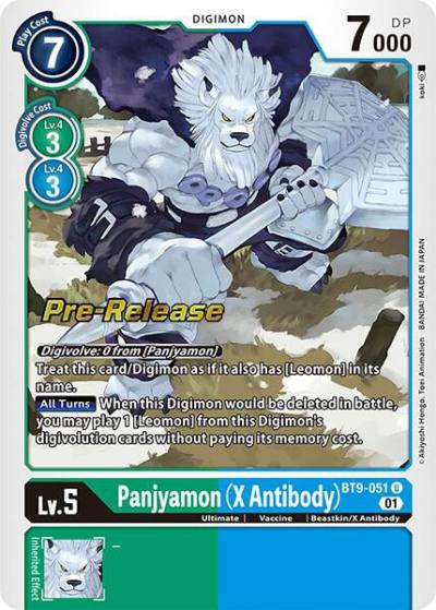 Panjyamon X Antibody BT9-051 U X Record Pre-Release Cards Digimon card