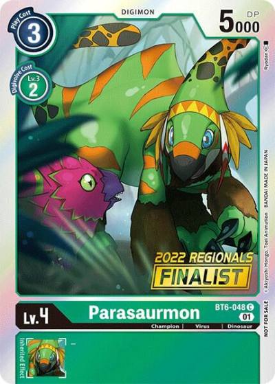 Parasaurmon 2022 Championship Online Regional Online Finalist BT6-048 C Double Diamond Digimon card