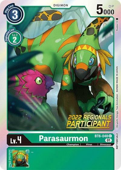 Parasaurmon 2022 Championship Online Regional Online Participant BT6-048 C Double Diamond Digimon card