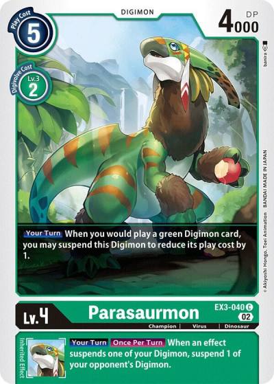 Parasaurmon EX3-040 C Draconic Roar Digimon card
