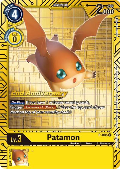 Patamon 2nd Anniversary Card Set P-005 P Digimon Promotion Cards Digimon card