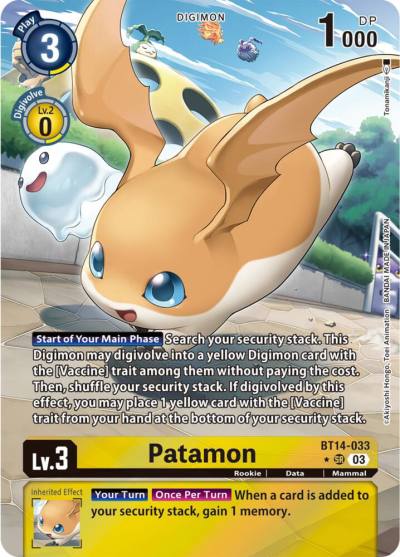 Patamon Alternate Art BT14-033 SR Blast Ace Digimon card