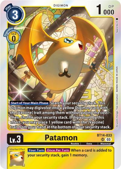 Patamon BT14-033 SR Blast Ace Digimon card
