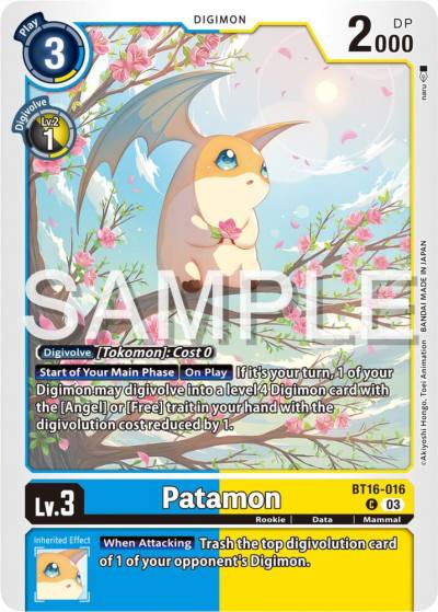 Patamon BT16-016 C Beginning Observer Digimon card