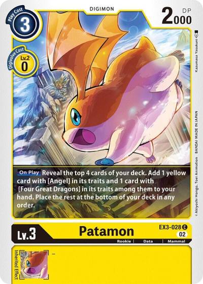 Patamon EX3-028 C Draconic Roar Digimon card