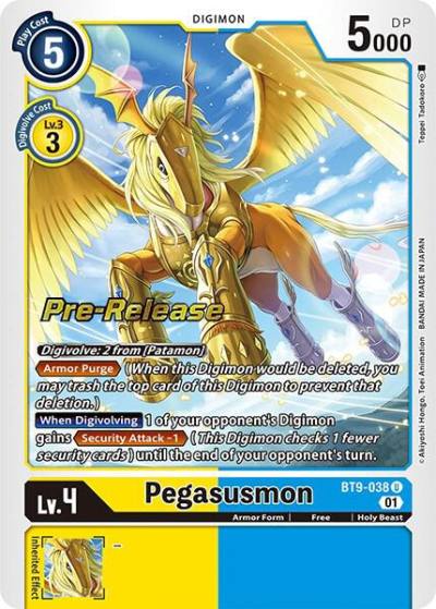 Pegasusmon BT9-038 U X Record Pre-Release Cards Digimon card