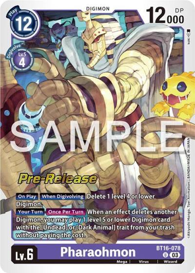 Pharaohmon BT16-078 U Beginning Observer Pre-Release Cards Digimon card