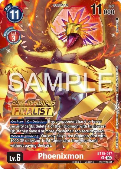Phoenixmon 2024 Regionals Finalist BT15-017 R Exceed Apocalypse Digimon card