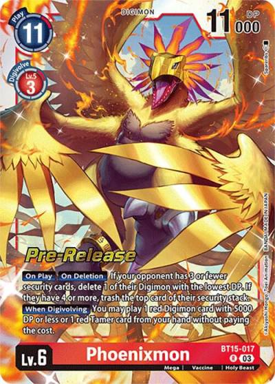 Phoenixmon BT15-017 R Exceed Apocalypse Pre-Release Cards Digimon card