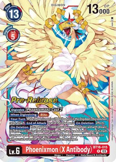 Phoenixmon X Antibody BT16-015 R Beginning Observer Pre-Release Cards Digimon card