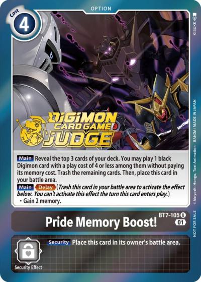 Pride Memory Boost Judge Pack 3 BT7-105 U Next Adventure Digimon card