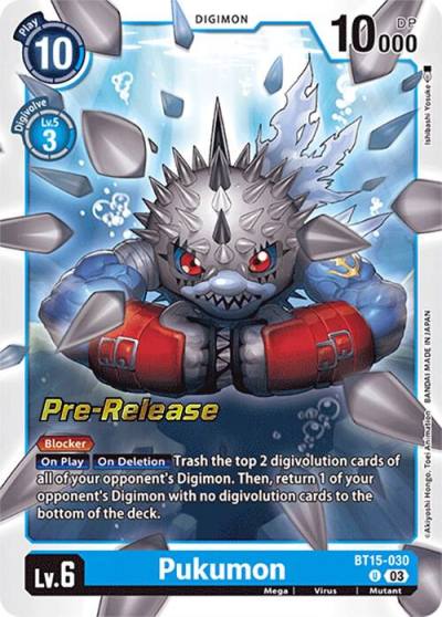 Pukumon BT15-030 U Exceed Apocalypse Pre-Release Cards Digimon card
