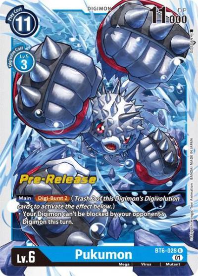 Pukumon BT6-028 U Double Diamond Pre-Release Cards Digimon card