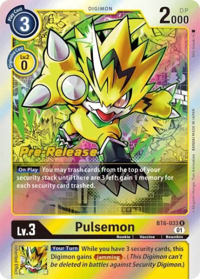 Pulsemon BT6-033 R Double Diamond Pre-Release Cards Digimon card