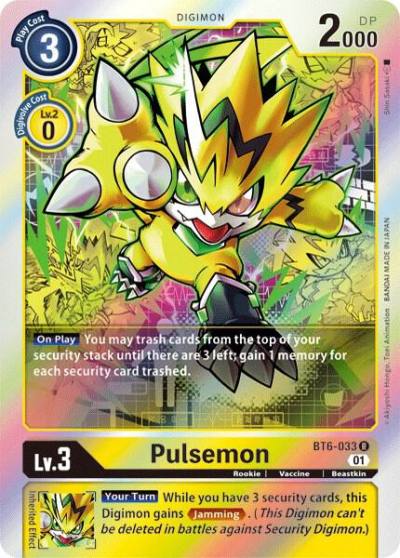 Pulsemon BT6-033 R Double Diamond Digimon card