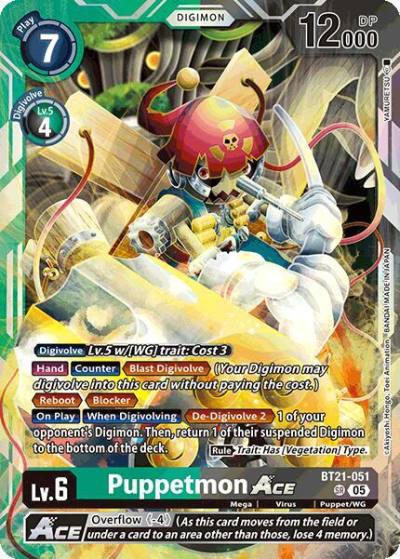Puppetmon ACE BT21-051 SR World Convergence Digimon card