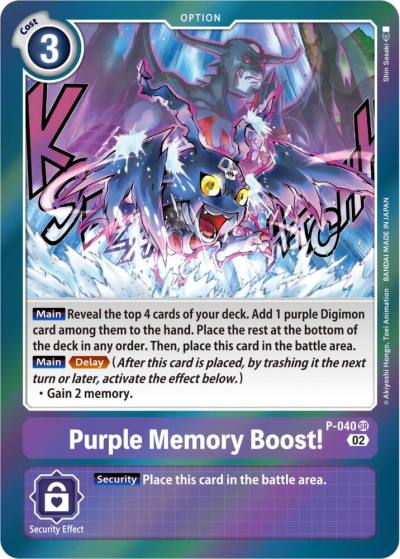 Purple Memory Boost Resurgence Booster Reprint P-040 SR Resurgence Booster Digimon card