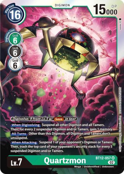 Quartzmon BT12-057 SR Across Time Digimon card