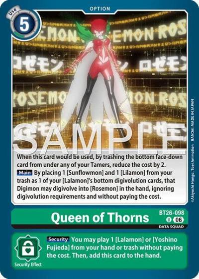 Queen of Thorns BT26-098 U Timeless Bonds Digimon card
