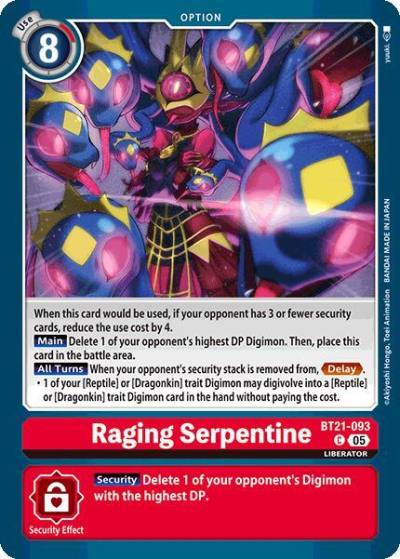 Raging Serpentine BT21-093 C World Convergence Digimon card
