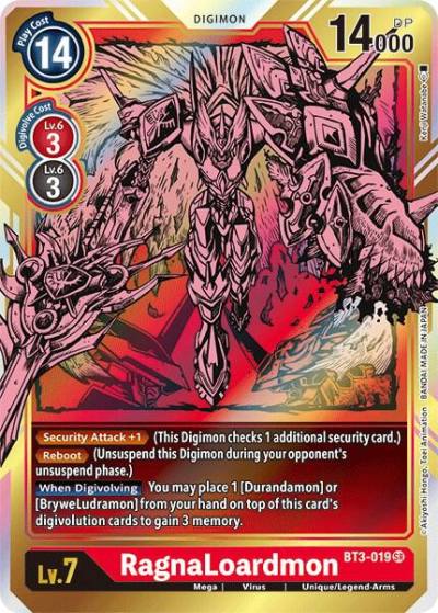 RagnaLoardmon Alternate Art BT3-019 SR Release Special Booster 1.5 Digimon card