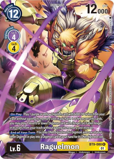 Raguelmon Alternate Art BT9-080 R X Record Digimon card