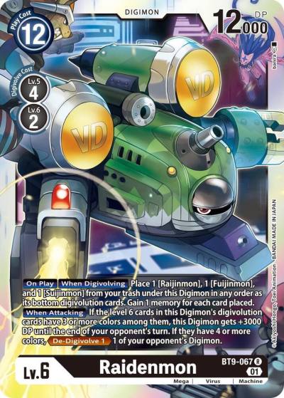 Raidenmon BT9-067 R X Record Digimon card