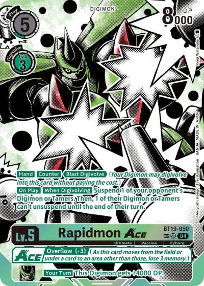 Rapidmon ACE Textured BT19-050 SR Release Special Booster 2.5 Digimon card