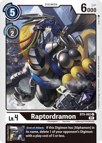 Raptordramon BT9-062 C X Record Digimon card