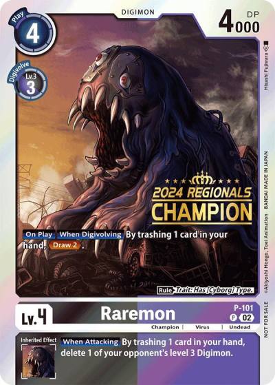 Raremon 2024 Regionals Champion P-101 P Digimon Promotion Cards Digimon card