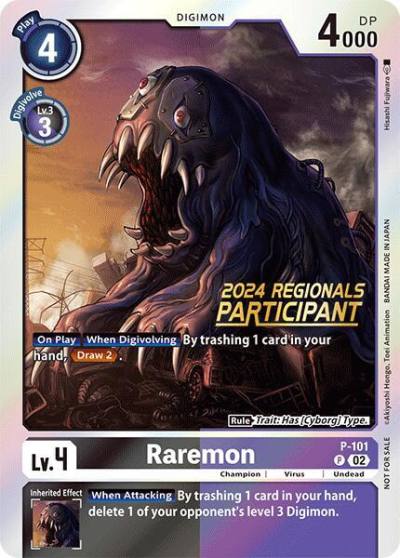 Raremon 2024 Regionals Participant P-101 P Digimon Promotion Cards Digimon card
