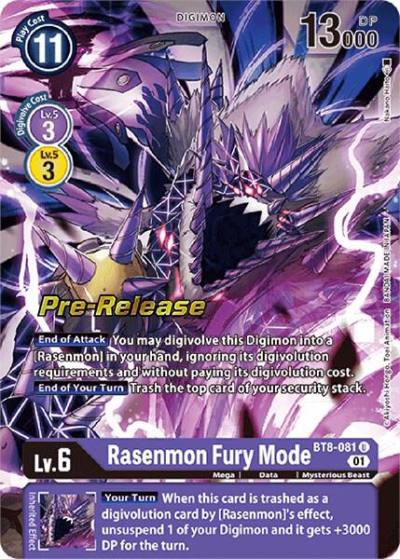 Rasenmon Fury Mode BT8-081 U New Awakening Pre-Release Cards Digimon card