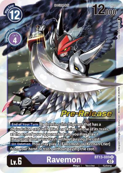 Ravemon BT13-089 R Versus Royal Knights Pre-Release Cards Digimon card