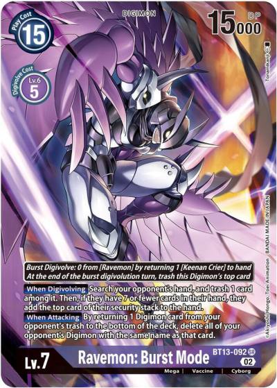 Ravemon Burst Mode Alternate Art BT13-092 SR Versus Royal Knights Digimon card