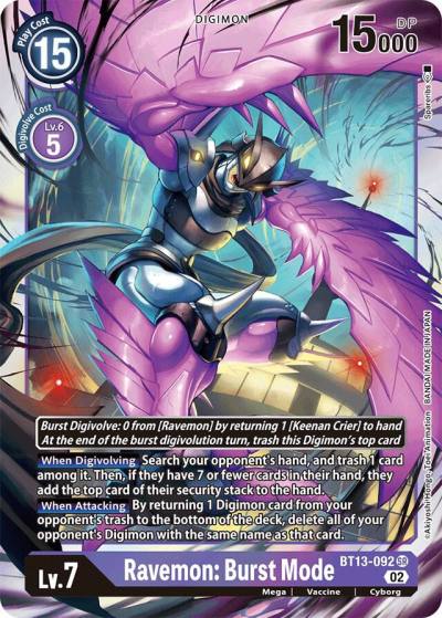 Ravemon Burst Mode BT13-092 SR Versus Royal Knights Digimon card