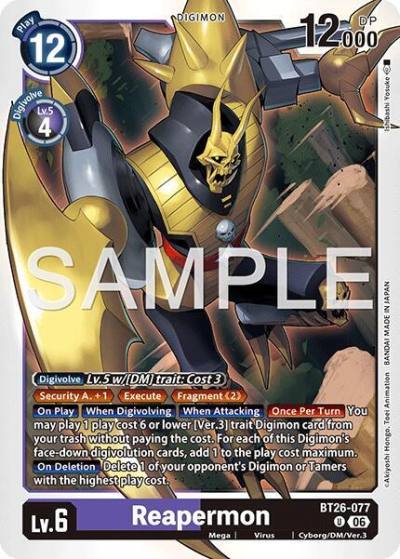 Reapermon BT26-077 U Timeless Bonds Digimon card