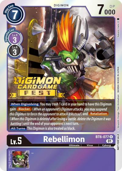 Rebellimon Digimon Card Game Fest 2022 BT6-077 R Double Diamond Digimon card