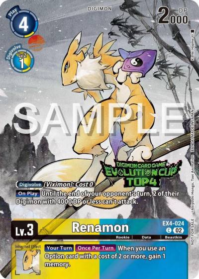 Renamon 2024 Evolution Cup Top 4 EX4-024 C Alternative Being Booster Digimon card