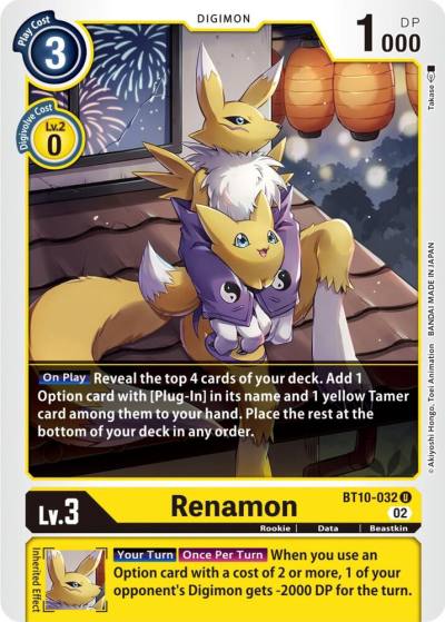 Renamon BT10-032 U Xros Encounter Digimon card