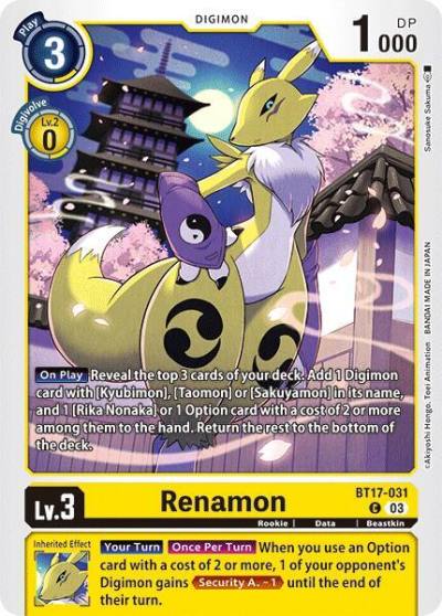 Renamon BT17-031 C Secret Crisis Digimon card